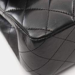 Pre Owned Chanel Classic Double Flap Small Black Lambskin Leather Shoulder Bag