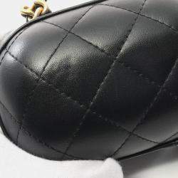 Pre Owned Chanel CC Bubble Black Lambskin Quilted Vanity Case With Chain 