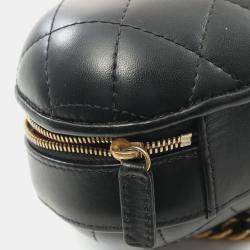 Pre Owned Chanel CC Bubble Black Lambskin Quilted Vanity Case With Chain 