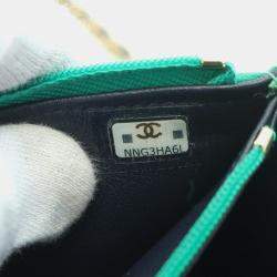 Pre Owned Chanel Green Leather Top Handle Flap Shoulder Bag