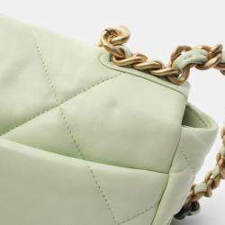 Pre Owned Chanel 19 Small Green Lambskin Leather Shoulder Bag