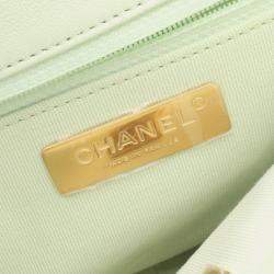 Pre Owned Chanel 19 Small Green Lambskin Leather Shoulder Bag
