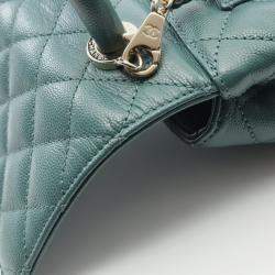 Pre Owned Chanel Coco Handle XXS Green Leather Top Handle Bag