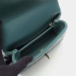 Pre Owned Chanel Coco Handle XXS Green Leather Top Handle Bag