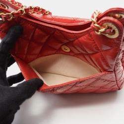 Pre Owned Chanel Wavy CC Small Pink Quilted Crumpled Calfskin Hobo Bag