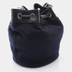 مملوكة مسبقًا Chanel Paris Hamburg Navy/Black Leather and Wool Shoulder Bag