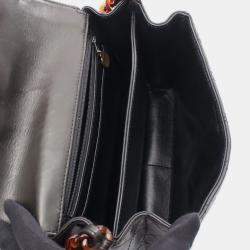 Pre Owned Chanel Flap Acrylic Chain Black Leather Shoulder Bag