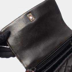 Pre Owned Chanel Flap Acrylic Chain Black Leather Shoulder Bag