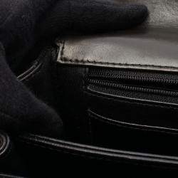 Pre Owned Chanel Flap Acrylic Chain Black Leather Shoulder Bag