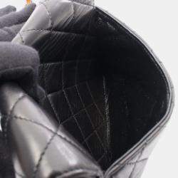 Pre Owned Chanel Flap Acrylic Chain Black Leather Shoulder Bag