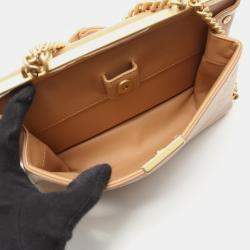 Pre Owned Chanel Coco Luxe Beige Lambskin Leather Flap Bag