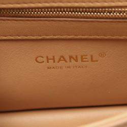 Pre Owned Chanel Coco Luxe Beige Lambskin Leather Flap Bag