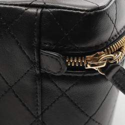 مملوكة مسبقًا حقيبة شانيل كتف بمقبض علوي خشبي جلد أسود فاتينة