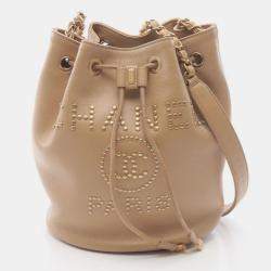 Pre Owned حقيبة كتف شانيل دو فيل جلد بيج