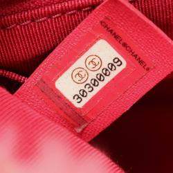 Pre Owned حقيبة شانيل كتف قلاب صغير مربع من الشيرلينج والتويد بلون الفوشيا