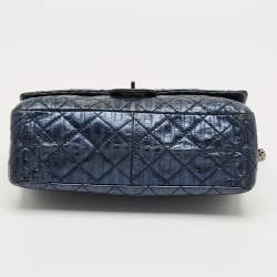 Pre Owned Chanel Metallic Blue Quilted Striped Leather Classic 226 Reissue 2.55 Flap Bag
