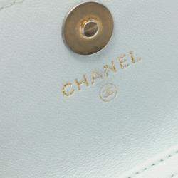 Pre Owned Chanel 19 Blue Leather Coin Purse On Chain