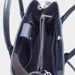 Pre Owned Chanel Neo Executive Navy Blue Leather Tote Bag