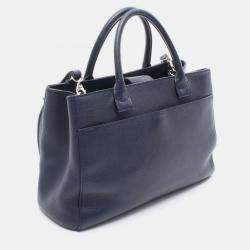 Pre Owned Chanel Neo Executive Navy Blue Leather Tote Bag