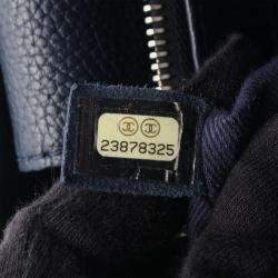 Pre Owned Chanel Neo Executive Navy Blue Leather Tote Bag