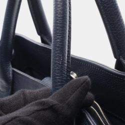 Pre Owned Chanel Neo Executive Navy Blue Leather Tote Bag