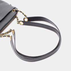 Pre Owned Chanel Logo Black Leather Tote Bag