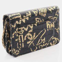 Pre Owned حقيبة شانيل جلد غرافيتي ذهبي أسود 2.55 شانهولدر