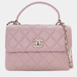 Pre Owned Chanel Pink Small Lambskin Trendy CC Top Handle Bag