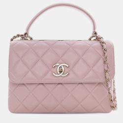 Pre Owned Chanel Pink Small Lambskin Trendy CC Top Handle Bag
