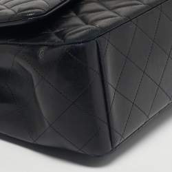 Pre Owned Chanel Black Quilted Leather Maxi Classic Double Flap Bag