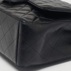 Pre Owned Chanel Black Quilted Leather Maxi Classic Double Flap Bag