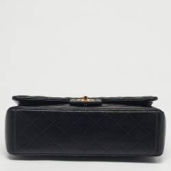 Pre Owned Chanel Black Quilted Leather Maxi Classic Double Flap Bag