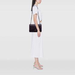 Pre Owned Chanel Purple Jumbo Classic Lambskin Double Flap