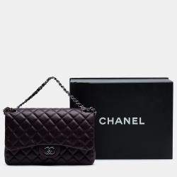 Pre Owned Chanel Purple Jumbo Classic Lambskin Double Flap