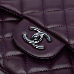Pre Owned Chanel Purple Jumbo Classic Lambskin Double Flap