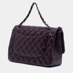 Pre Owned Chanel Purple Jumbo Classic Lambskin Double Flap