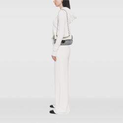 Pre Owned Chanel Black/White Tweed and Calfskin Woven Single Flap