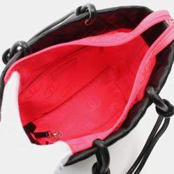 Pre Owned حقيبة شانيل كامبون خط جلد أسود اليدوية