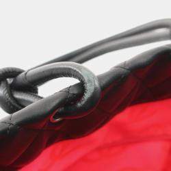 Pre Owned حقيبة شانيل كامبون خط جلد أسود اليدوية