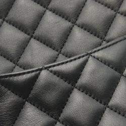 Pre Owned حقيبة شانيل كامبون خط جلد أسود اليدوية