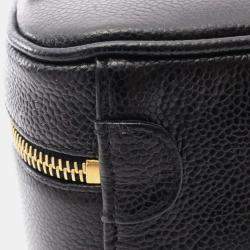 Pre Owned Chanel CC Black Leather Vanity Case Clutch Bag