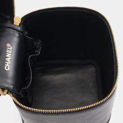 Pre Owned Chanel CC Black Leather Vanity Case Clutch Bag