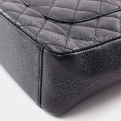 Pre Owned حقيبة شانيل توت جلد سوداء صغيرة بيتيت شوبينغ PST