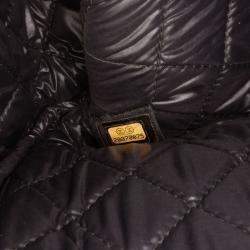 Pre Owned Chanel Black Large Quilted Patent O Case Clutch