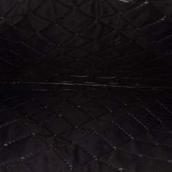Pre Owned Chanel Black Large Quilted Patent O Case Clutch