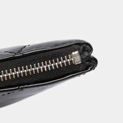 Pre Owned Chanel Black Large Quilted Patent O Case Clutch