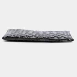 Pre Owned Chanel Black Large Quilted Patent O Case Clutch