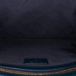 Pre Owned Chanel Navy Blue Medium Quilted Caviar O Case Clutch