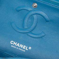 Pre Owned Chanel Blue Medium Classic Caviar Double Flap
