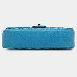 Pre Owned Chanel Blue Medium Classic Caviar Double Flap